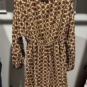 MELLODAY Geometric Brown and Cream Dress